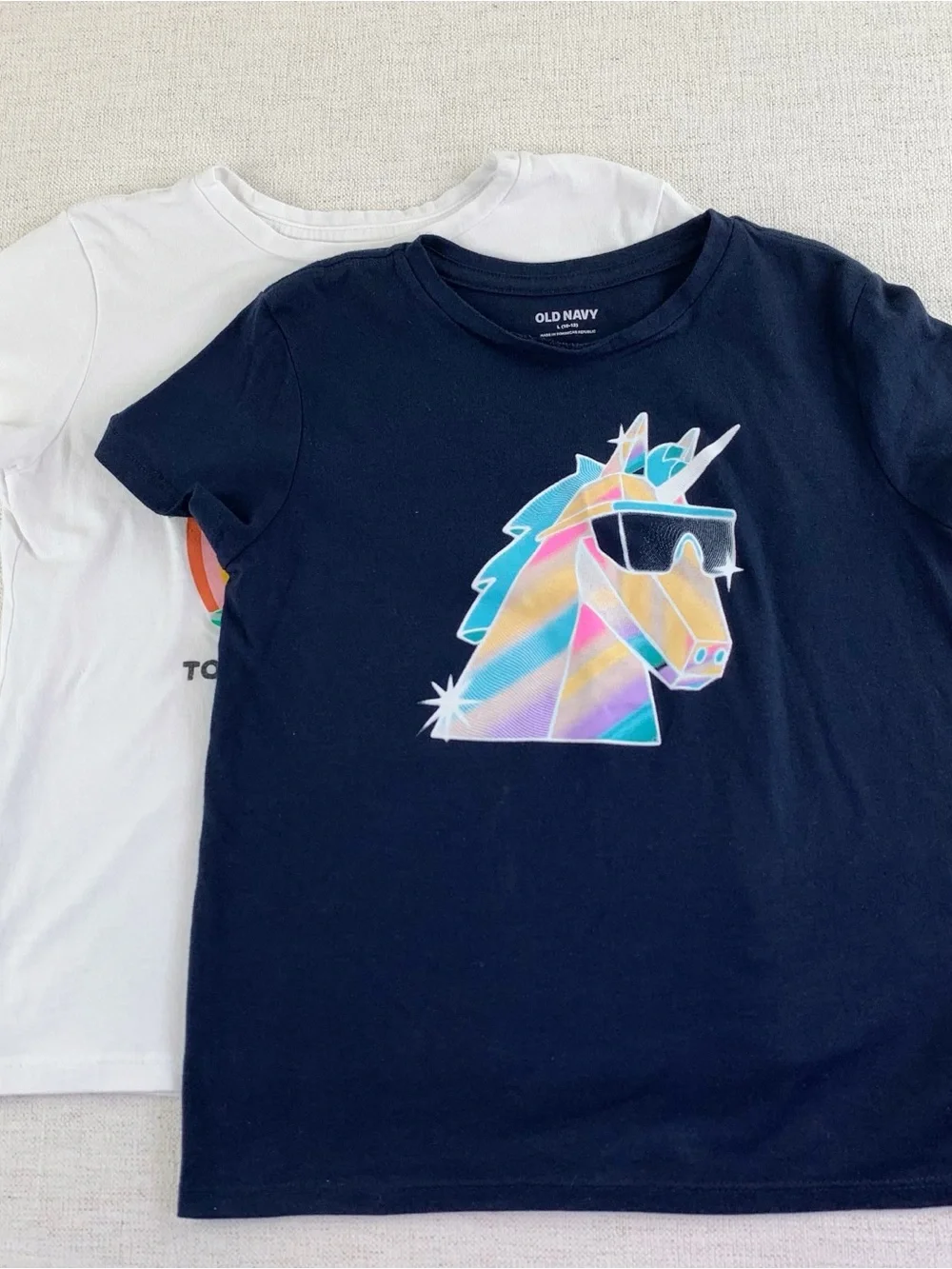 Lot of 2 Old‎ Navy girl's Unicorn Graphic Tee with Rainbow Accents short sleeve